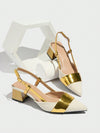 Chic Contrast Block Heel Pumps for All Seasons – Elegant Pointed-Toe Design for Everyday Style