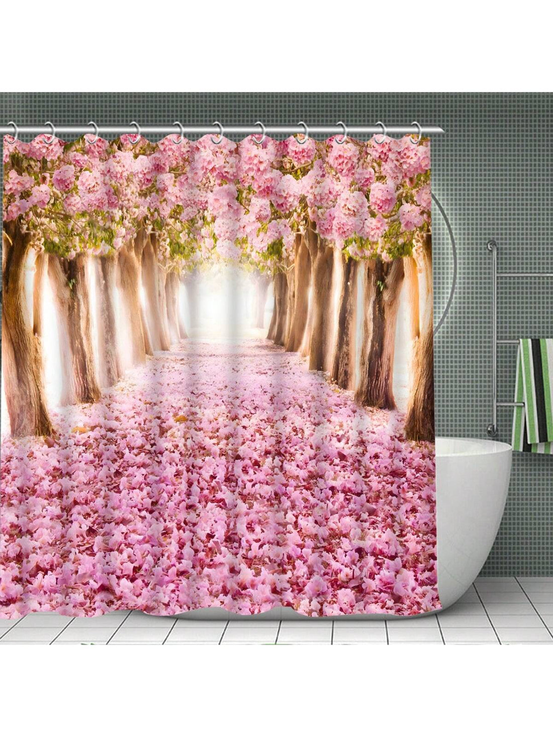 Bring a burst of pink floral fun to your bathroom with this 4-piece Jungle of Flowers shower curtain set. Featuring a vibrant, playful design, it includes a matching non-slip bath mat to keep you safe and stylish. Transform your space into a lively jungle oasis where every shower feels like a refreshing escape!