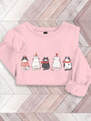 Festive Flair: Women's Loose Fit Christmas Chicken Print Sweatshirt