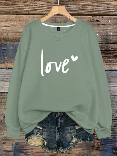 Charming Love Letter Heart Print Plus Size Sweatshirt for Women