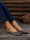 Chic Striped Pointed Toe Suede Slip-On Flats for Fall/Winter