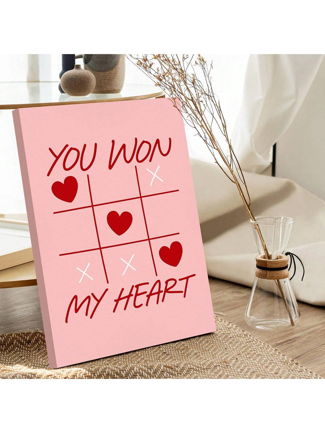 Win your Valentine's heart with our charming Vintage Romance wall art. Featuring a nostalgic design and the playful phrase 'You Won My Heart', this piece adds a romantic touch to any room. Celebrate love in a unique and fun way. Perfect for Valentine's Day or any day!