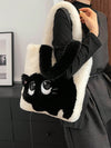 Adorable Plush Cat Pattern Tote Bag - Perfect for Autumn & Winter!