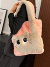 Adorable Plush Cat Pattern Tote Bag - Perfect for Autumn & Winter!