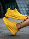 Chic and Comfy: Women's Solid Color Knit Slip-On Casual Shoes with Thick Sole