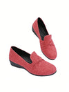 Chic & Comfortable Boho Plus Size Slip-On Loafers with Bowknot Detail