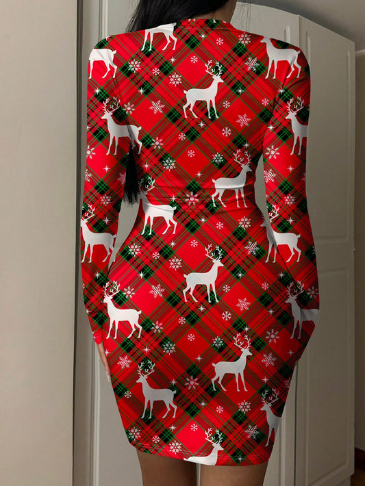 Chic & Sexy Long Sleeve Bodycon Midi Dress for Effortless Holiday Glam