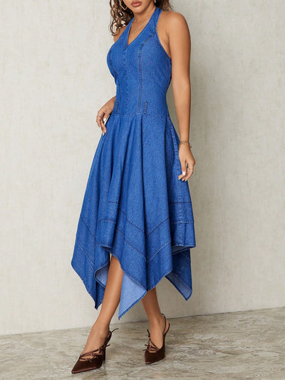 Chic Asymmetrical Hem Denim Dress - Effortless Style for Every Occasion