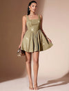 Sparkling Elegance: Women's Sleeveless Pleated Sequin Dress for All Seasons