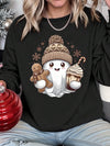 Cozy Christmas Cheer: Women's Snowman & Gingerbread Print Sweatshirt