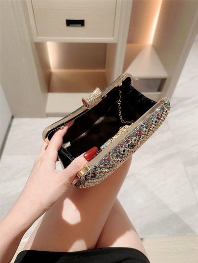 Elegant Sunflower Crystal-Embellished Evening Clutch: Glamorous Handbag for Weddings & Formal Events