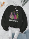 Festive Fleece: Glitter Letter Print Christmas Tree Sweatshirt for Women