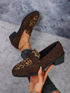 Leopard Print Plus-Size Loafers with Chunky Heel – Stylish Slouchy Oxfords for Effortless Casual Chic