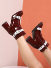 Chic Burgundy Round Toe Thick Sole Short Boots for Stylish Autumn & Winter Wear