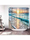 Ocean Breeze: Waterproof Sea Wave Pattern Shower Curtain with Hooks for Stylish Bathroom Décor