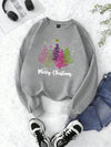 Festive Fleece: Glitter Letter Print Christmas Tree Sweatshirt for Women