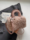 Cozy Chic: Vintage Box-Shaped Fluffy Woolen Handbag for Autumn & Winter