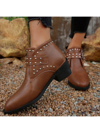 Chic Western Ankle Boots for Trendy Style - Black & Brown Short Boots