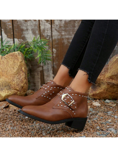 Chic Western Ankle Boots for Trendy Style - Black & Brown Short Boots