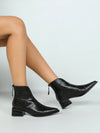 Chic Autumn-Winter Chunky Heel Pointed Toe Ankle Boots with Back Zipper