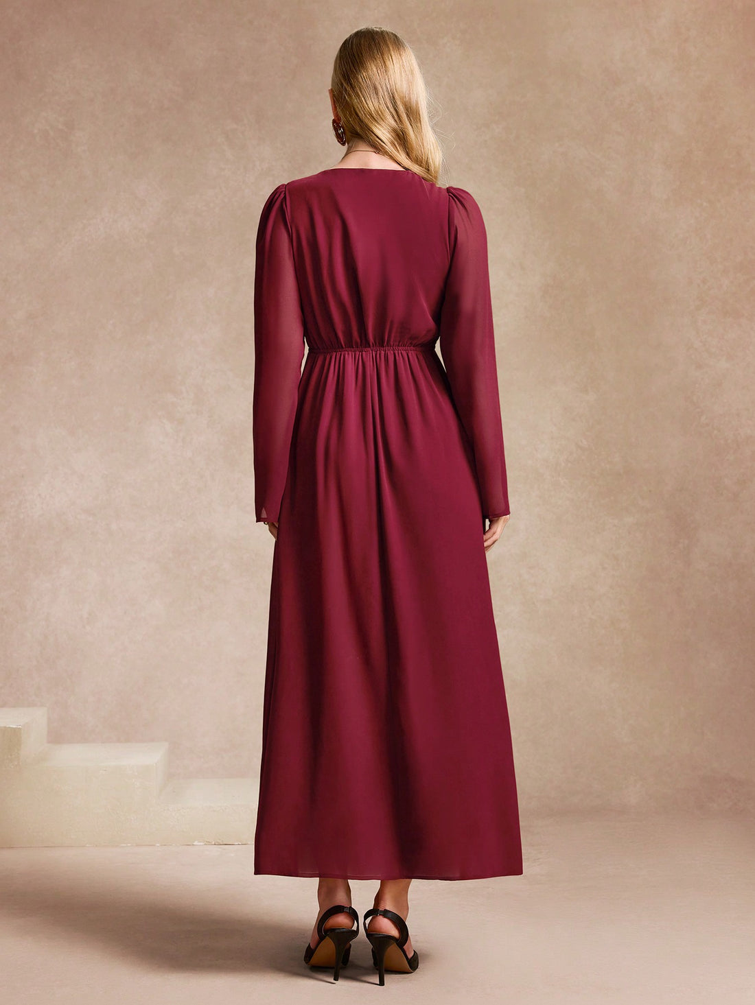 Ring in the New Year in style with our Elegant Solid Color Pleated Bubble Sleeve Midi Dress! This stunning dress features a playful tie front and chic bubble sleeves, perfect for any New Year's celebration. Elevate your look with this versatile and eye-catching dress.