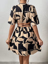 Chic Cut-Out Waist Dress with Allover Print - Effortless Style for Every Occasion