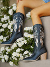 Chic Country Western Embroidered Tall Boots with Chunky Heel