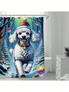 Festive Sheep Print Waterproof Shower Curtain – Satin Textured Bathroom Decor