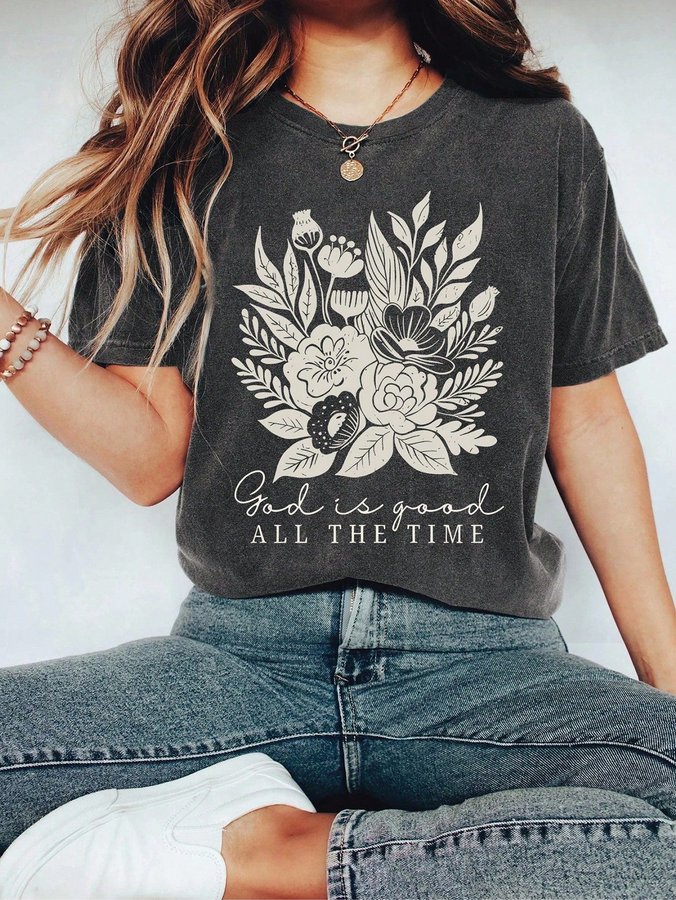 Women’s Stylish Floral Lace Tee – Elegant Round Neck T-Shirt