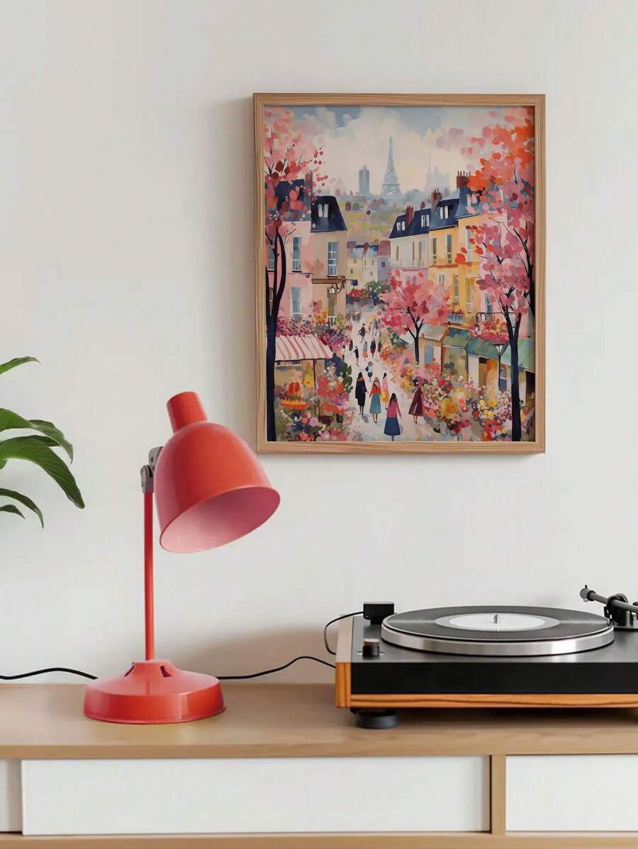 Bring a fresh breeze of spring to your space with this frameless Paris Abstract Cityscape Art Print. Its playful swirls and vibrant colors capture the lively spirit of the city, adding a modern twist to your walls. Perfect for sparking joy and conversation, this art piece effortlessly brightens any room with a touch of Parisian charm.