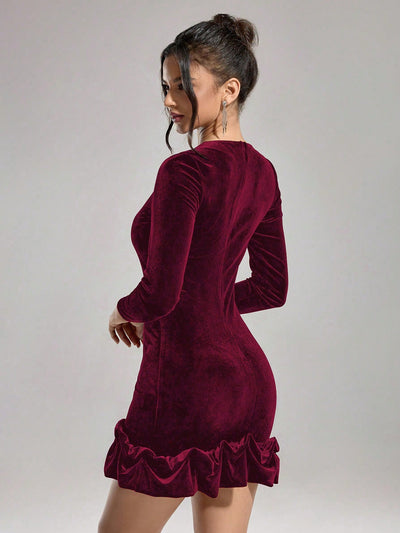 Elegant Velvet Puff Ball Dress - Perfect for Christmas and Valentine’s Day Parties