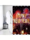 Happy New Year Satin Waterproof Shower Curtain – Stylish Bathroom Decor & Easy Care