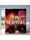 Happy New Year Satin Waterproof Shower Curtain – Stylish Bathroom Decor & Easy Care