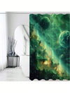 Serene Green Sky Printed Waterproof Satin Shower Curtain – Stylish Bathroom Decor