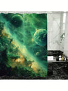 Serene Green Sky Printed Waterproof Satin Shower Curtain – Stylish Bathroom Decor