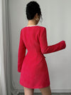 Elegant Solid Color Patchwork Embroidery Square Neck Dress for Women