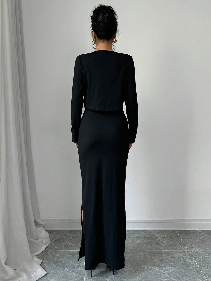 Elevate your wardrobe with this stunning 2-piece jacket dress set that's ready for any occasion! The coordinated ensemble features delicate floral accents that add a touch of feminine charm, while the structured jacket provides polished sophistication. Whether you're heading to brunch, a special event, or a casual day out, this versatile set transitions seamlessly through every season. The thoughtful design combines comfort with style, making it a go-to piece you'll reach for again and again. Perfect for an