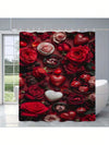 Elegant Floral Waterproof Shower Curtain - Satin Texture & Machine Washable Bathroom Accessory