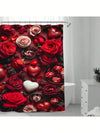 Elegant Floral Waterproof Shower Curtain - Satin Texture & Machine Washable Bathroom Accessory