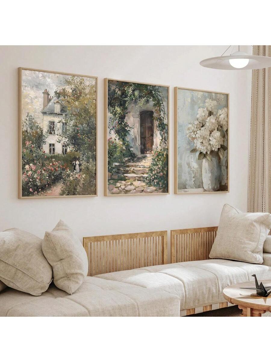 Bring a touch of timeless charm to your walls with this playful set of 3 vintage-style oil paintings featuring delicate roses and hydrangeas. Perfect for adding a rustic yet elegant vibe, these floral artworks brighten any room with their soft colors and classic cottage appeal. Ideal for creating a cozy, inviting atmosphere that feels like a breath of fresh garden air right at home.