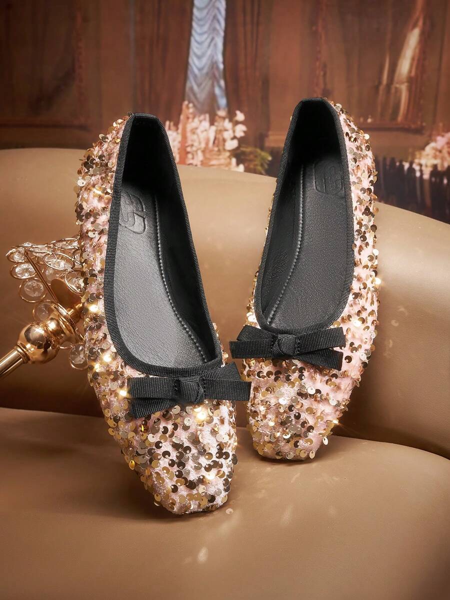 Step into effortless elegance with these sequin bow-embellished flat shoes, designed for the modern woman who values both style and comfort. The shimmering sequin detailing catches light beautifully, while the charming bow accent adds a touch of feminine sophistication. Perfect for spring celebrations, Easter gatherings, or everyday wear, these flats transition seamlessly from casual outings to special occasions. The flat sole ensures all-day wearability without sacrificing glamour, making them an essential