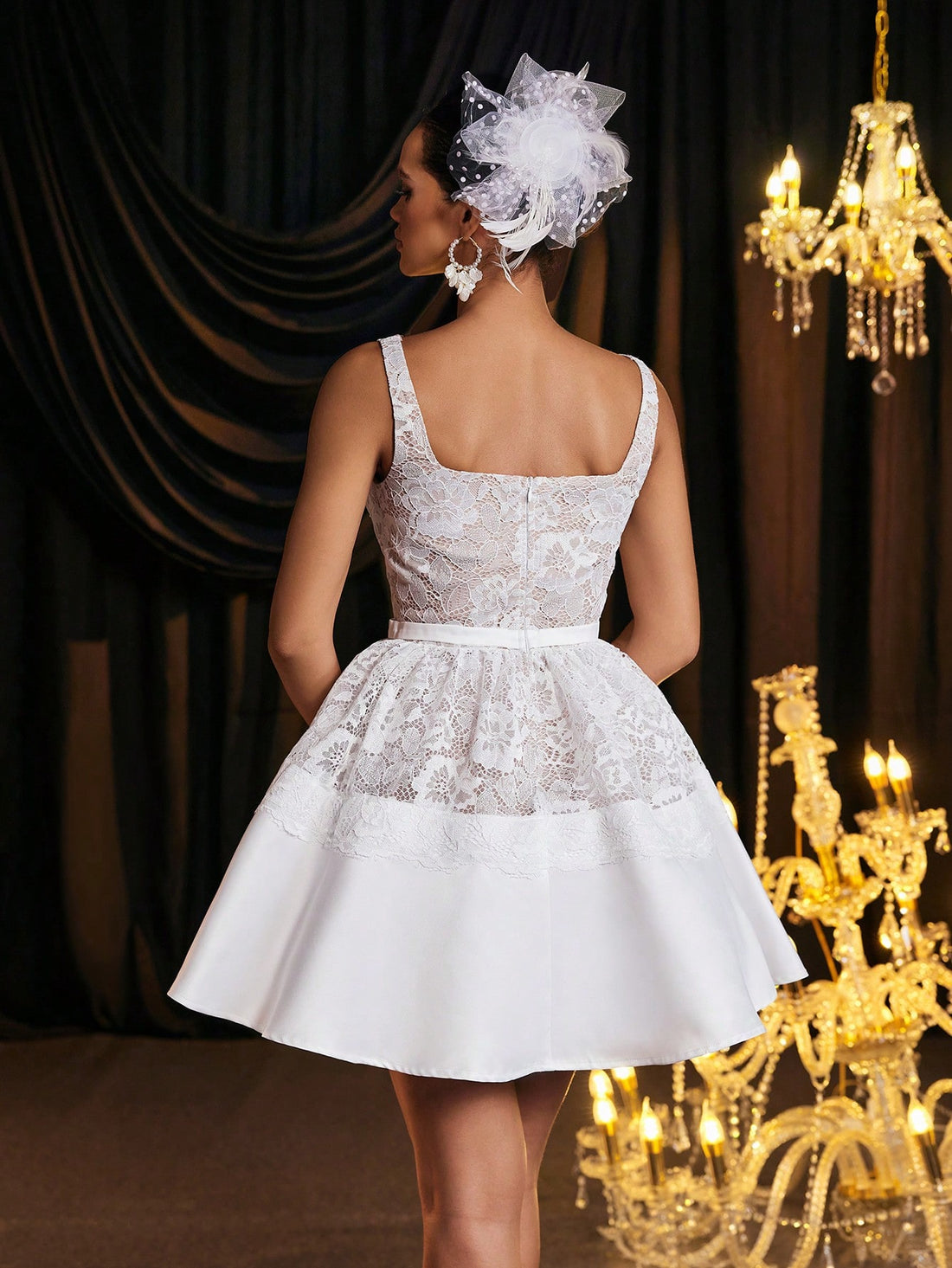 Step into the spotlight with this Elegant White Lace and Satin Pleated Dress, perfect for weddings and graduations. The delicate lace adds a touch of romance, while the satin pleats bring graceful movement to every step. Whether you're celebrating a milestone or dancing the night away, this dress combines charm and comfort with a playful twist.