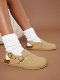 Apricot slingback clogs with adjustable straps and lugged outsole
