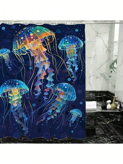 Whimsical Jellyfish Waterproof Shower Curtain - Stylish Fabric Bathroom Decor