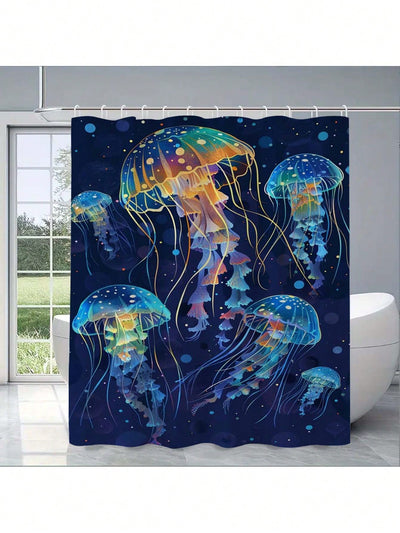 Whimsical Jellyfish Waterproof Shower Curtain - Stylish Fabric Bathroom Decor