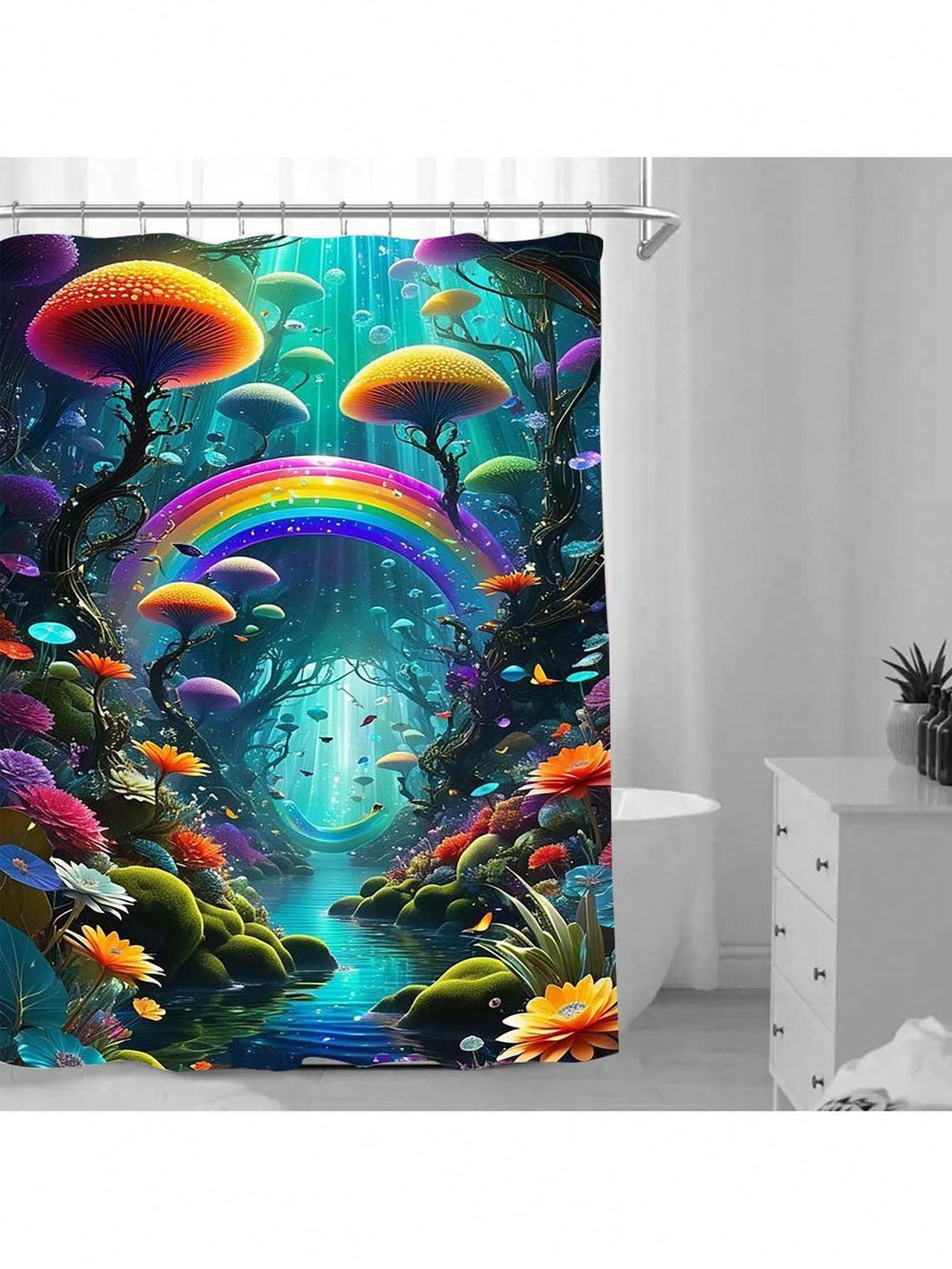 Transform your bathroom into a dreamy underwater oasis with our waterproof satin shower curtain. Enjoy a relaxing and luxurious bathing experience, without worrying about water damage. (Bathroom bliss? More like bathroom oasis!)