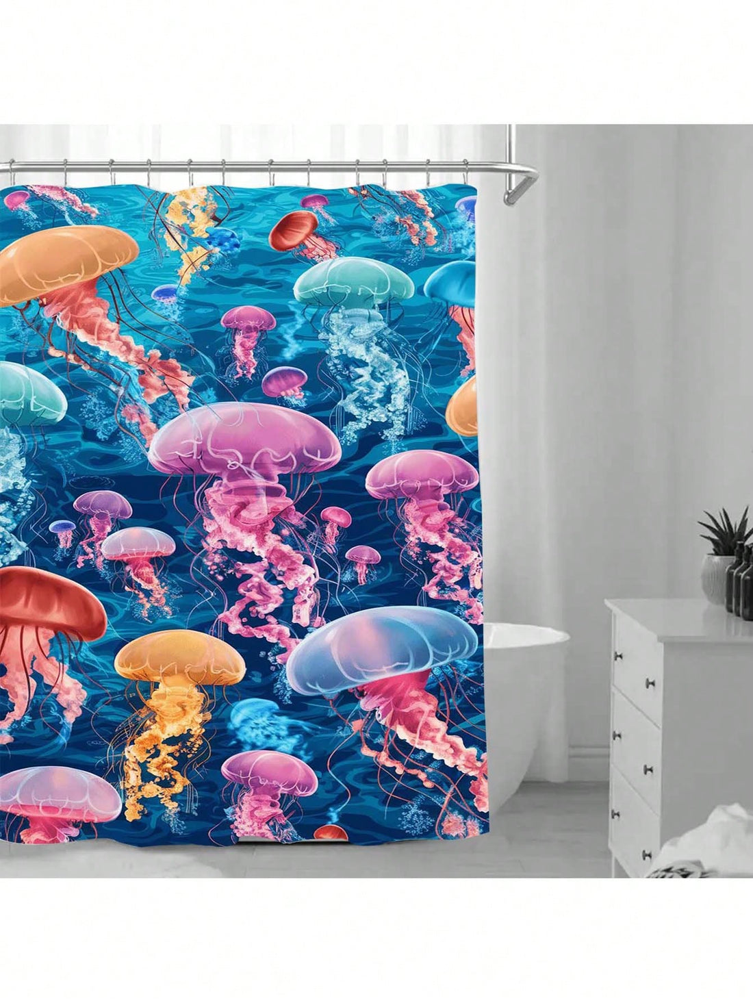 Create a splash of style in your bathroom with our Underwater Wonderland Shower Curtain! Made from waterproof satin fabric, this curtain adds a touch of whimsy to your daily routine. Perfect for any water lover, this shower curtain will make a unique addition to your space. Dive in and make a statement today!