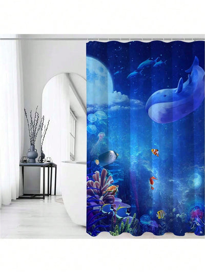 Enchanting Underwater World Shower Curtain - Waterproof & Washable with Sheen Effect for Stylish Bathroom Decor