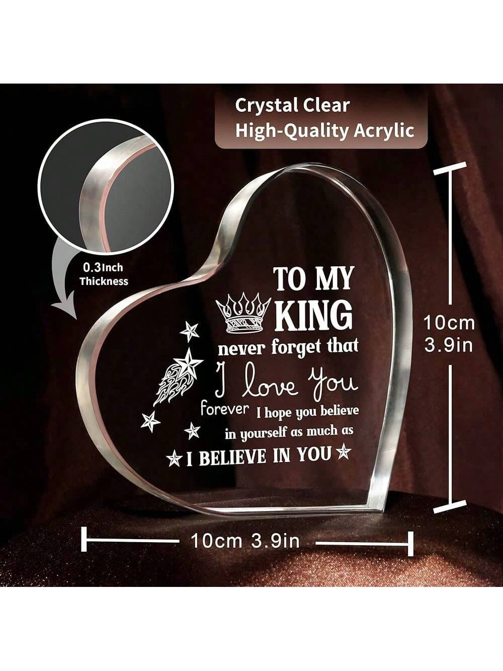 Let our Heartfelt Acrylic Love Plaque convey your emotion to him or her. This versatile and durable plaque is an ideal gift for any special occasion, whether it's an anniversary, birthday, or even Valentine's Day. Show your love with this unique and heartfelt present.