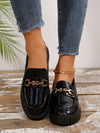 Chic Patent Loafers with Thick Sole and Metal Chain Accent - Perfect Year-Round Flats